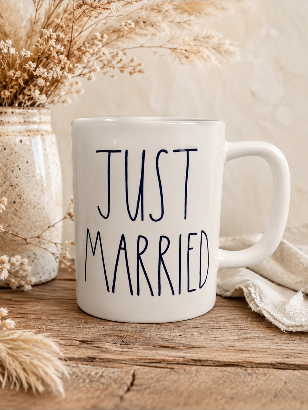 Rae Dunn Just‎ Married Mug LL Farmhouse Coffee Cup Wedding Gift